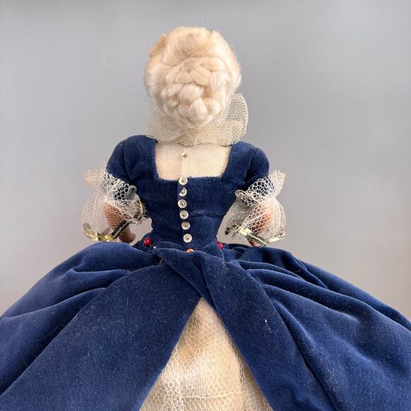 Antique Victorian Doll, Hand Painted Porcelain Face & Velvet Gown - Picture 10 of 10